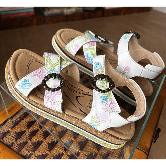 L'Artiste x Jane & Coco Leather Sandals Gabriola White Multi Size 38 (7.5-8) - Picture 2 of 11
